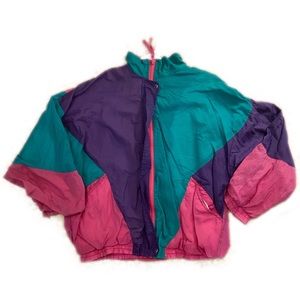 vintage Laura Katherine abstract Nylon windbreaker